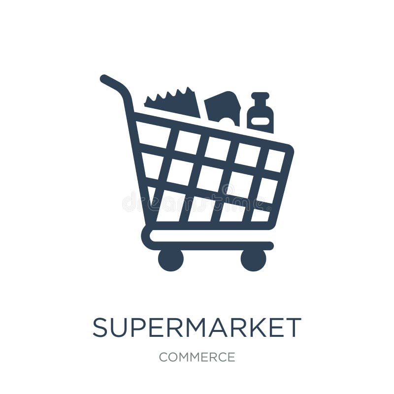 Icône de caddie de supermarché dans le style à la mode de conception icône de caddie de supermarché d'isolement sur le fond blanc illustration stock