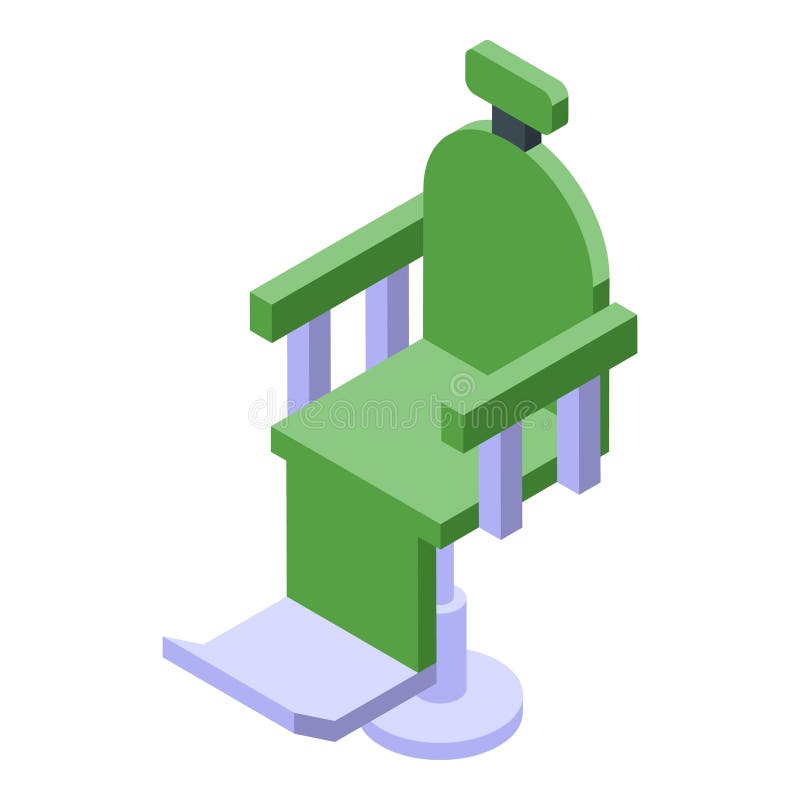 Green leather color chair icon isometric vector. Barber furniture. Work equipment. Green leather color chair icon isometric vector. Barber furniture. Work equipment