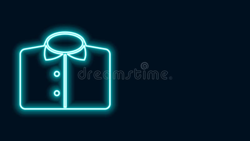 Icône de chemise en néon brillant isolé sur fond noir 4k vidéo animation graphique illustration de vecteur