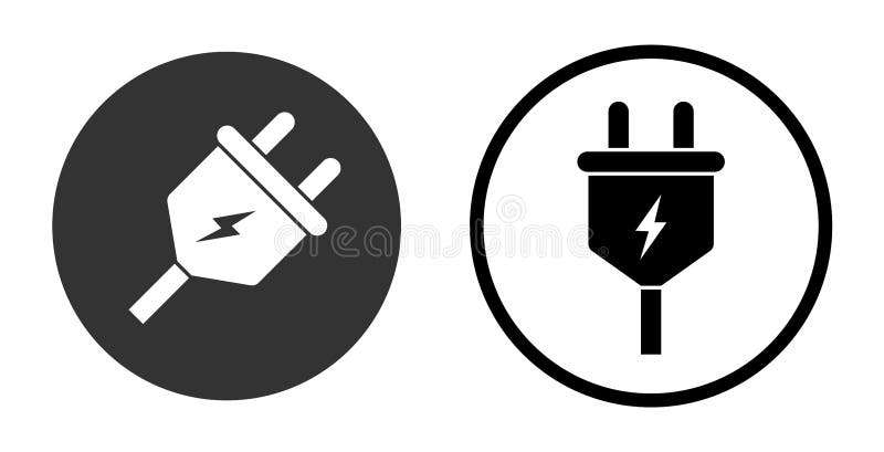 Simple vector filled flat in electrical plug icon solid black pictogram isolated on white background. Simple vector filled flat in electrical plug icon solid black pictogram isolated on white background