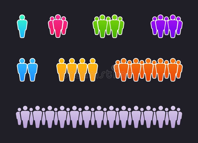 Icon of different groups of people by number. Icon of different groups of people by number.