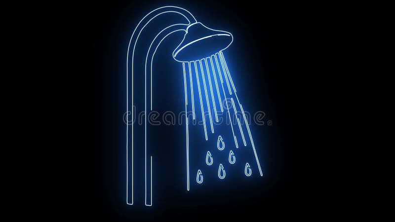 Icône de douche avec effet néon brillant illustration de vecteur