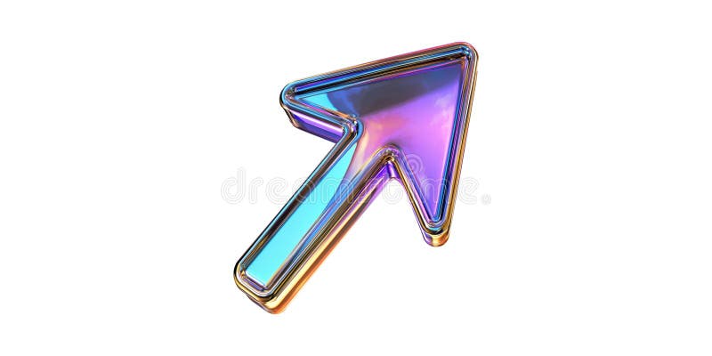 Icône de flèche couleur Iridescente. Symbolise La Navigation De Direction Et La Progression Isolée Sur Un Arrière-Plan Transparent illustration stock