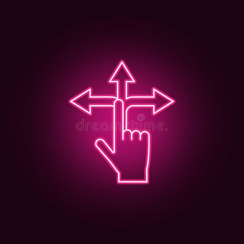 Touch screen hand arrow icon. Elements of artifical in neon style icons. Simple icon for websites, web design, mobile app, info graphics on dark gradient background. Touch screen hand arrow icon. Elements of artifical in neon style icons. Simple icon for websites, web design, mobile app, info graphics on dark gradient background