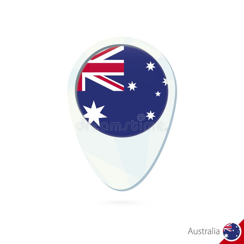 Icône de goupille de carte de site de drapeau de l'Australie sur le fond blanc illustration libre de droits Icône de goupille de carte de site de drapeau de l'Australie sur le fond blanc illustration libre de droits