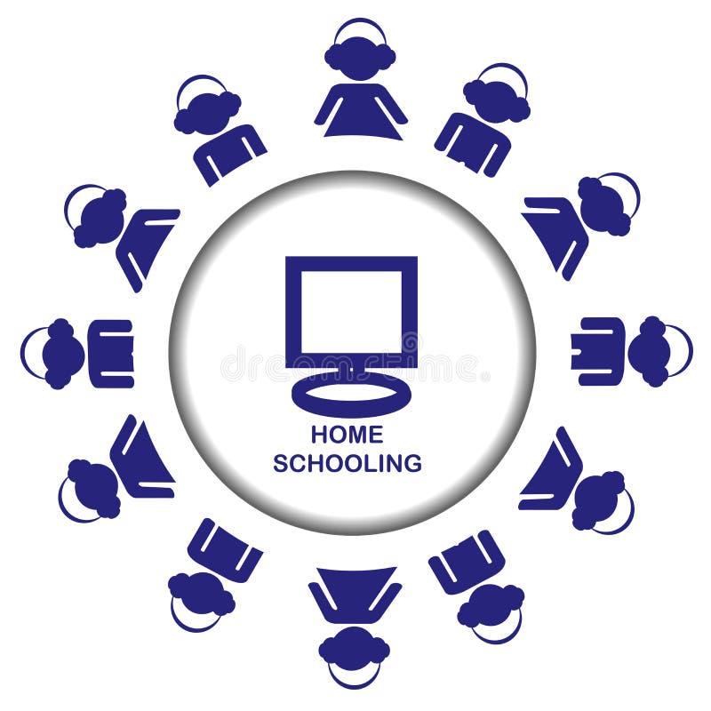 Icône de Homeschooling avec des pupiles illustration de vecteur Icône de Homeschooling avec des pupiles illustration de vecteur