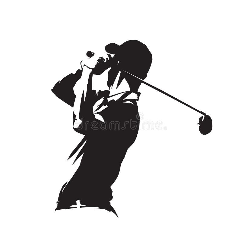Icône de joueur de golf, silhouette de vecteur de golfeur