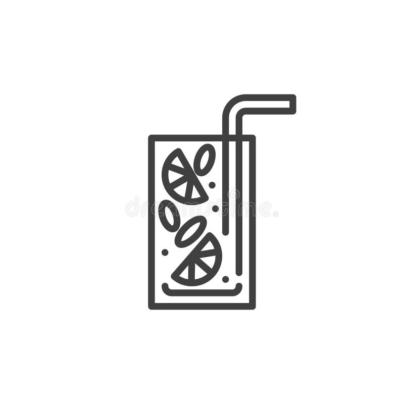 Icône de la ligne de cocktail mojito. signe de style linéaire pour concept mobile et conception web. verre mojito avec icône vectorielle de contour de paille. logo symbole. graphique vectorielle
