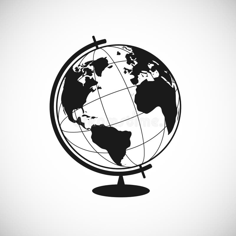 Icône de la terre dans le style plat à la mode Silhouette de Globus Pictogramme de globe du monde pour la conception de site Web, illustration libre de droits Icône de la terre dans le style plat à la mode Silhouette de Globus Pictogramme de globe du monde pour la conception de site Web, illustration libre de droits