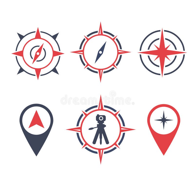Icône de logo de terre d'enquête d'illustration de vecteur avec la boussole et la caméra d'emplacement illustration stock Icône de logo de terre d'enquête d'illustration de vecteur avec la boussole et la caméra d'emplacement illustration stock