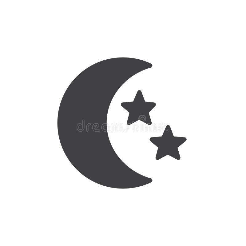 Moon and stars icon vector, filled flat sign, solid pictogram isolated on white. Symbol, logo illustration. Moon and stars icon vector, filled flat sign, solid pictogram isolated on white. Symbol, logo illustration.