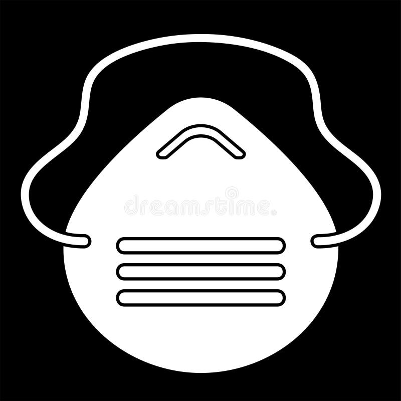 Icône de masque médical illustration blanc sur fond noir masque image clip illustration de vecteur