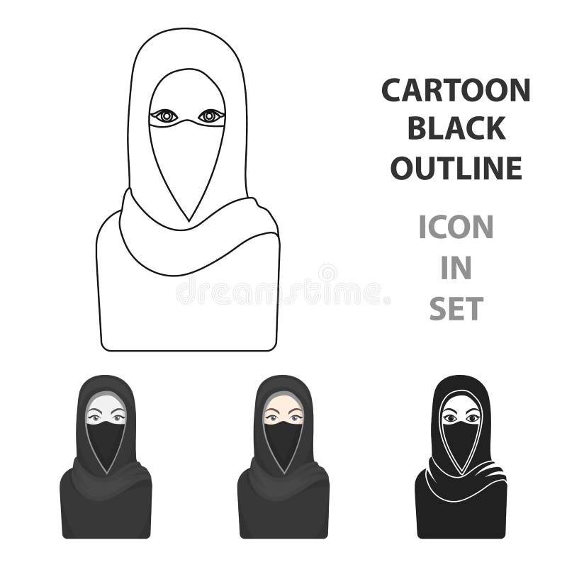 Ic ne De Niqab  Dans Le Style Noir D isolement Sur Le Fond 