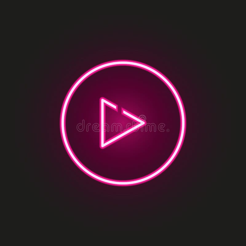 play sign neon style icon. Simple thin line, outline vector of web icons for ui and ux, website or mobile application on dark gradient background. play sign neon style icon. Simple thin line, outline vector of web icons for ui and ux, website or mobile application on dark gradient background