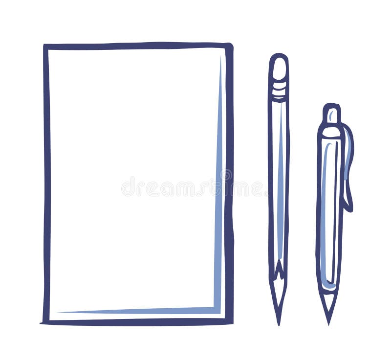 Icône de papier et crayon pointu Pen Isolated de bureau illustration libre de droits Icône de papier et crayon pointu Pen Isolated de bureau illustration libre de droits