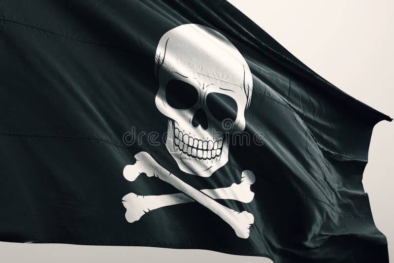 Icône de pirate sur le drapeau photo libre de droits Icône de pirate sur le drapeau photo libre de droits