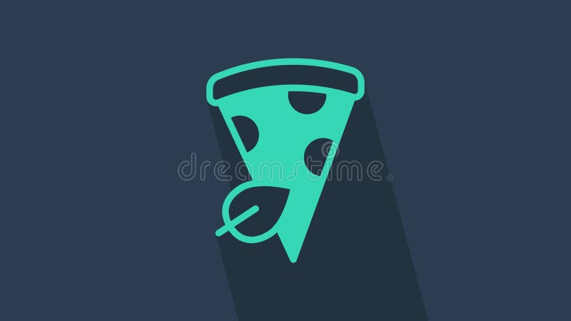 Icône de pizza végétalienne turquoise isolée sur fond bleu 4k vidéo animation graphique illustration de vecteur