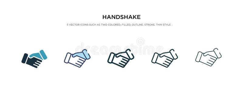 Icône de poignée de main dans une illustration de vecteur de style différent deux icônes vectorielles de poignée de main en coule