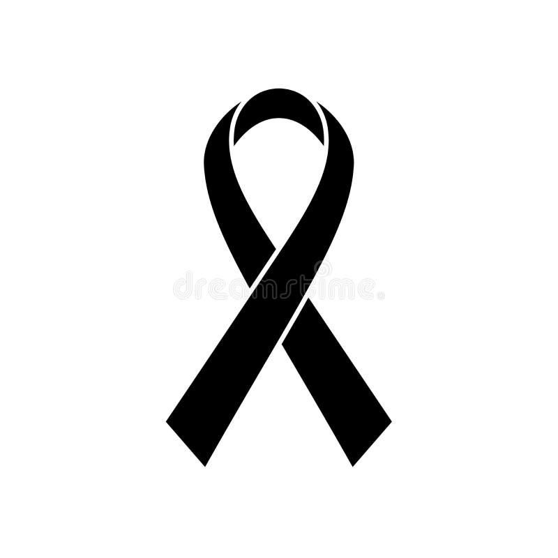 Icône de ruban de conscience de cancer du sein Symbole des soins de santé de femmes Illustration noire simple de vecteur