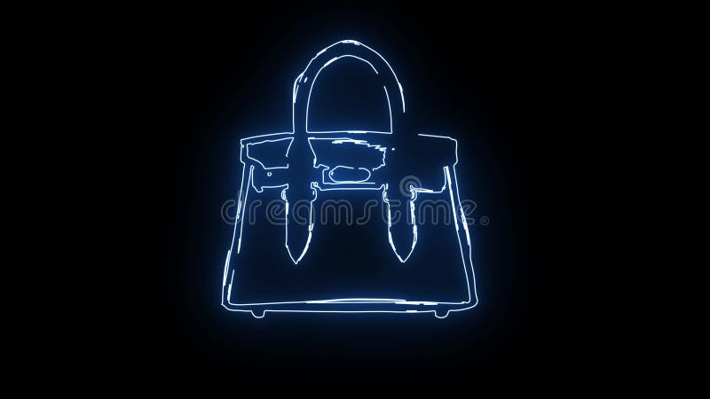 Icône de sac d'embrayage avec effet néon brillant illustration stock