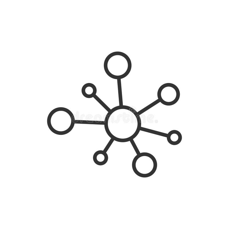 Icône de signe de connexion réseau de hub dans le style plat Illustration de vecteur de molécule d'ADN sur le fond d'isolement