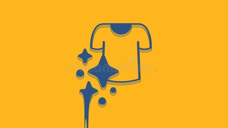 Icône de séchage bleu isolée sur fond orange. chemise propre. laver les vêtements sur une corde à linges. vêtements illustration stock