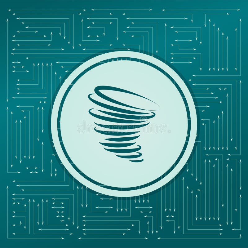 Icône de tornade sur un fond vert, avec des flèches dans différentes directions Il apparaît sur le conseil électronique illustration de vecteur Icône de tornade sur un fond vert, avec des flèches dans différentes directions Il apparaît sur le conseil électronique illustration de vecteur