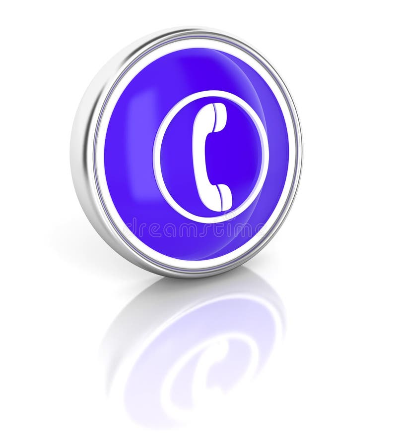 Icône de téléphone sur le bouton rond bleu brillant illustration stock Icône de téléphone sur le bouton rond bleu brillant illustration stock