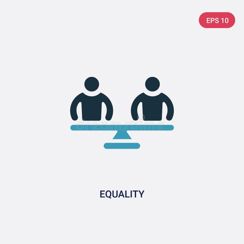 Icône de vecteur d'égalité de deux couleurs de concept de qualifications de personnes le symbole bleu d'isolement de signe de vec illustration stock Icône de vecteur d'égalité de deux couleurs de concept de qualifications de personnes le symbole bleu d'isolement de signe de vec illustration stock