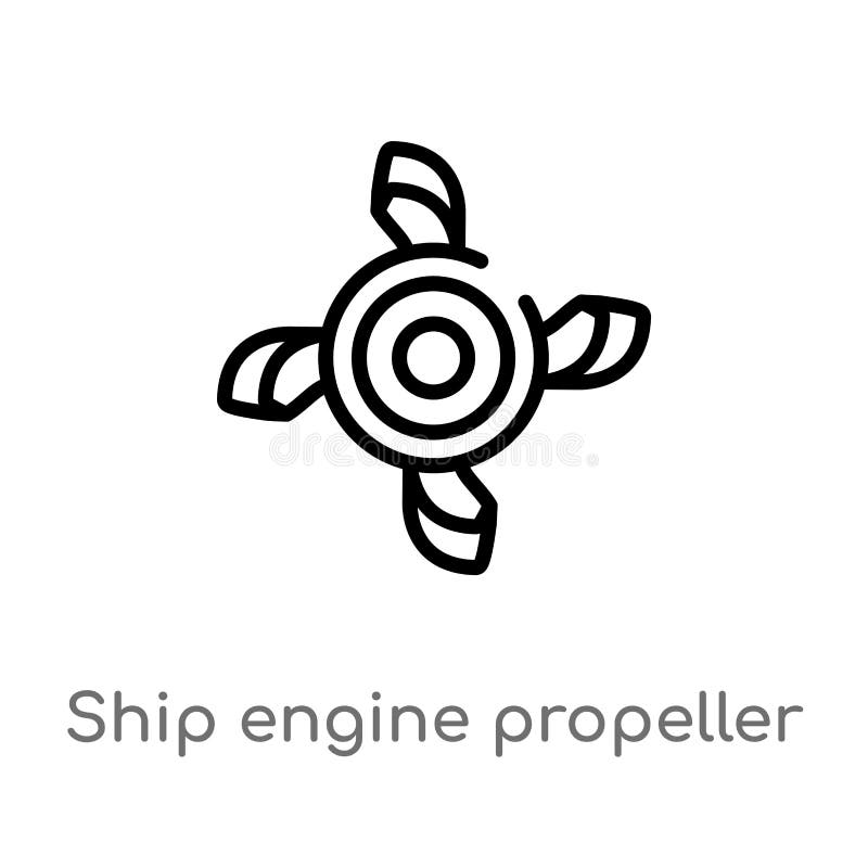 icône de vecteur de propulseur de moteur de bateau d'ensemble ligne simple noire d'isolement illustration d'élément de concept na