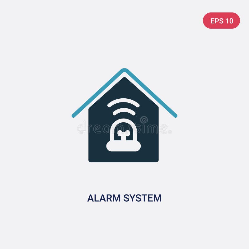 Ic?ne de vecteur de syst?me d'alarme de deux couleurs de concept ? la maison fut? le symbole bleu d'isolement de signe de vecteur illustration stock Ic?ne de vecteur de syst?me d'alarme de deux couleurs de concept ? la maison fut? le symbole bleu d'isolement de signe de vecteur illustration stock