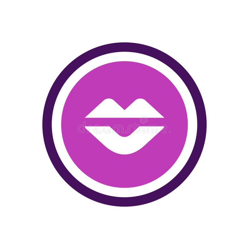 Icône des lèvres de femme, logo de forme de cercle violet, illustration vectorielle illustration stock Icône des lèvres de femme, logo de forme de cercle violet, illustration vectorielle illustration stock