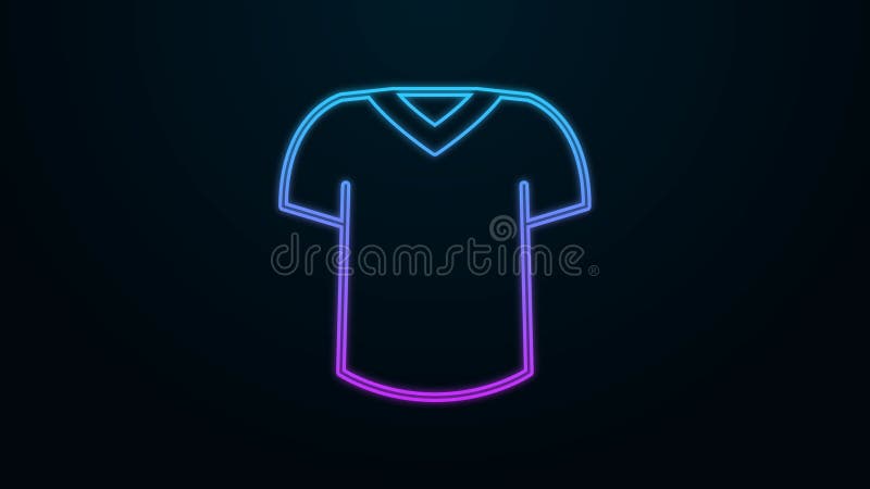 Icône en forme de t-shirt néon brillant isolé sur fond noir 4k vidéo animation graphique illustration libre de droits
