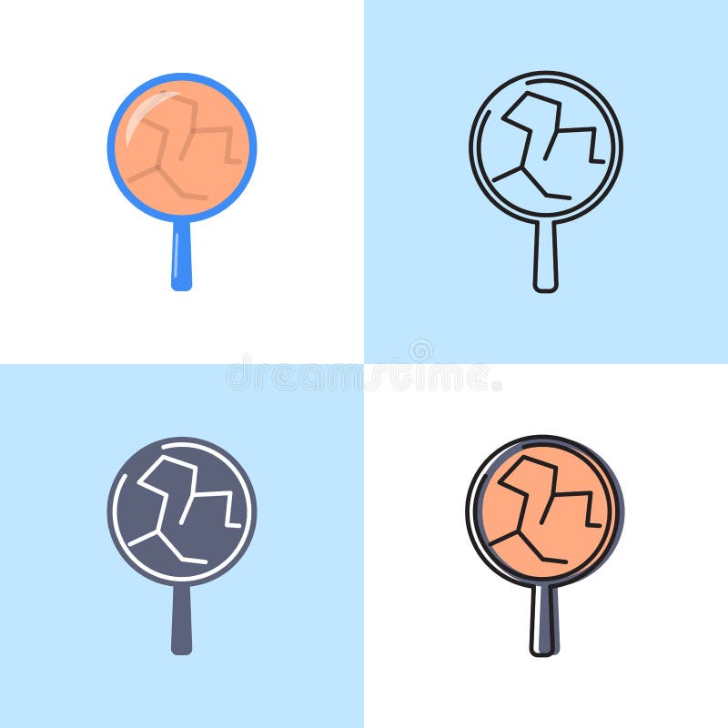 Icône fendue de peau réglée dans l'appartement et la ligne style illustration de vecteur Icône fendue de peau réglée dans l'appartement et la ligne style illustration de vecteur