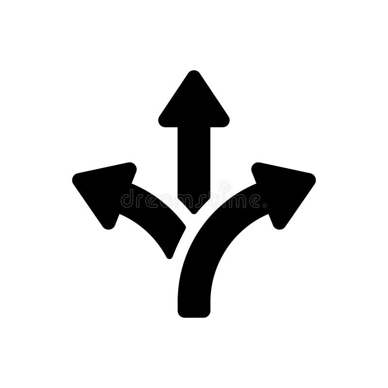 Icône flèche direction trois sens dans un coin arrondi. symbole triple flèches