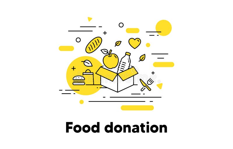 Icône ligne de dons de nourriture La boîte de repas, donnent de la nourriture, office Aide humanitaire mondiale, la faim Vecteur