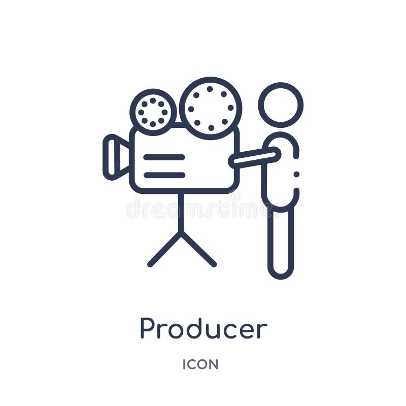 Icône linéaire de producteur de collection d'ensemble de cinéma Ligne mince vecteur de producteur d'isolement sur le fond blanc p illustration libre de droits Icône linéaire de producteur de collection d'ensemble de cinéma Ligne mince vecteur de producteur d'isolement sur le fond blanc p illustration libre de droits