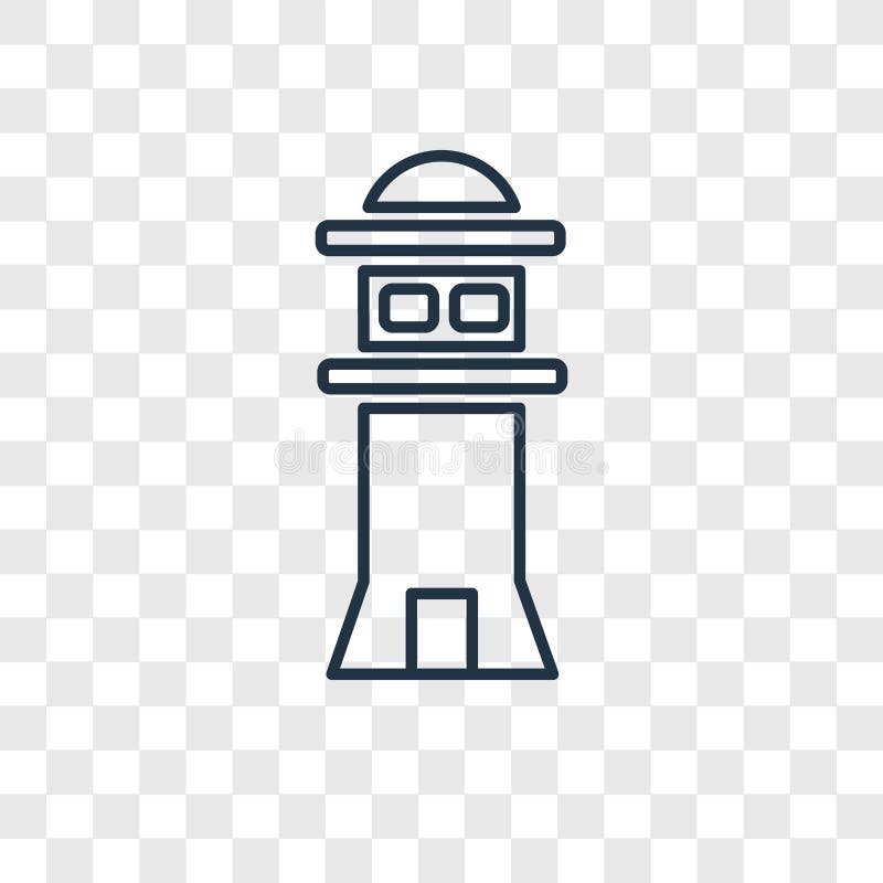 Icône linéaire de vecteur de concept de phare d'isolement sur le Ba transparent illustration libre de droits Icône linéaire de vecteur de concept de phare d'isolement sur le Ba transparent illustration libre de droits