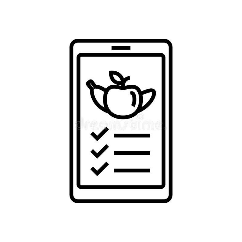 Icône mobile d'appli de liste de nutrition de nourriture smartphone avec le symbole de fruit pour l'application de plan de régime illustration de vecteur Icône mobile d'appli de liste de nutrition de nourriture smartphone avec le symbole de fruit pour l'application de plan de régime illustration de vecteur