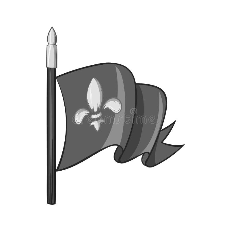 Icône médiévale de drapeau de chevalier, style monochrome noir illustration stock Icône médiévale de drapeau de chevalier, style monochrome noir illustration stock