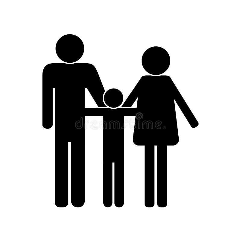 Icône noire d'un vecteur blanc de fond de famille illustration stock Icône noire d'un vecteur blanc de fond de famille illustration stock