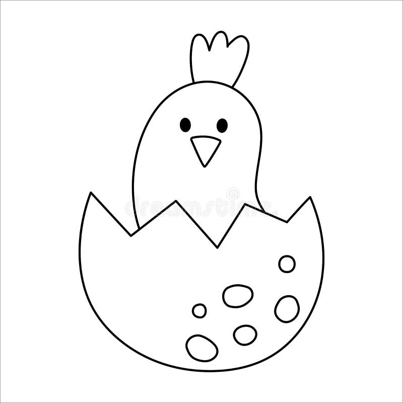 Vector black and white bird nestling icon. Little animal outline illustration. Cute line drawing of just hatched baby bird sitting in egg shell isolated on white background. Vector black and white bird nestling icon. Little animal outline illustration. Cute line drawing of just hatched baby bird sitting in egg shell isolated on white background