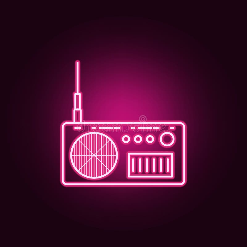 radio apparatus icon. Elements of Media in neon style icons. Simple icon for websites, web design, mobile app, info graphics on dark gradient background. radio apparatus icon. Elements of Media in neon style icons. Simple icon for websites, web design, mobile app, info graphics on dark gradient background