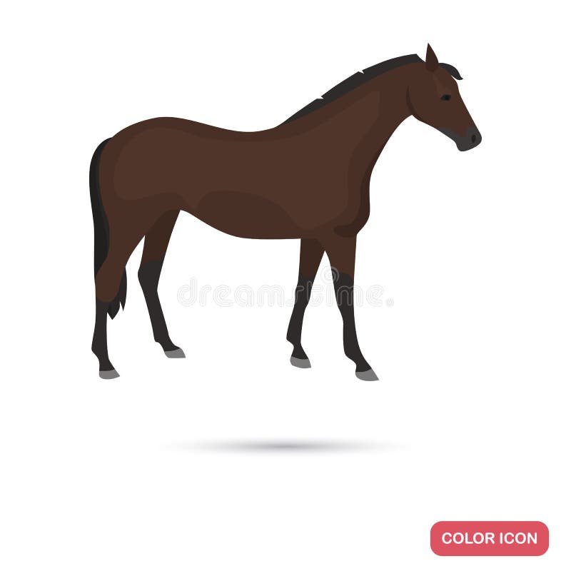 Icône plate de couleur de race de cheval illustration stock Icône plate de couleur de race de cheval illustration stock