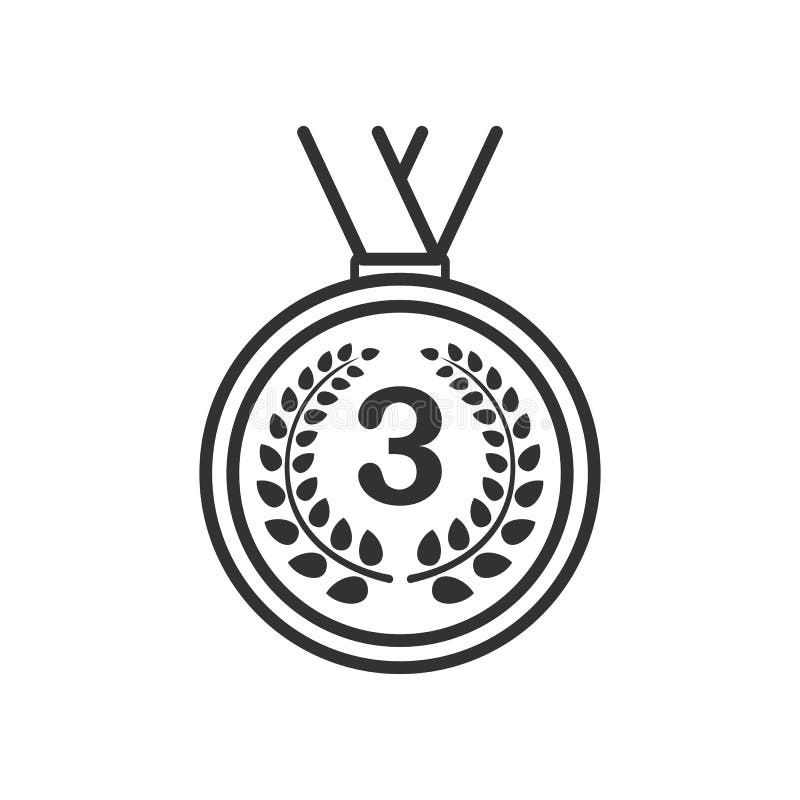Icône plate de troisième d'endroit ensemble de médaille sur le blanc illustration stock Icône plate de troisième d'endroit ensemble de médaille sur le blanc illustration stock