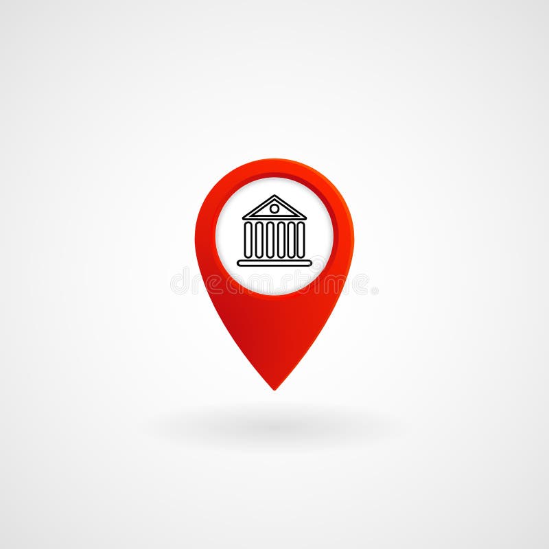 Icône rouge d'emplacement pour la banque, vecteur illustration de vecteur Icône rouge d'emplacement pour la banque, vecteur illustration de vecteur