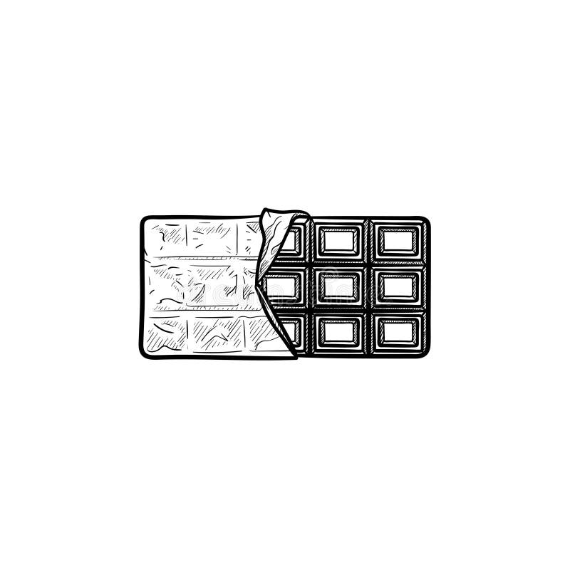 Icône tirée par la main de croquis de barre de chocolat illustration stock Icône tirée par la main de croquis de barre de chocolat illustration stock