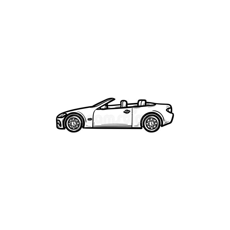 Icône tirée par la main de griffonnage d'ensemble de voiture convertible illustration stock Icône tirée par la main de griffonnage d'ensemble de voiture convertible illustration stock