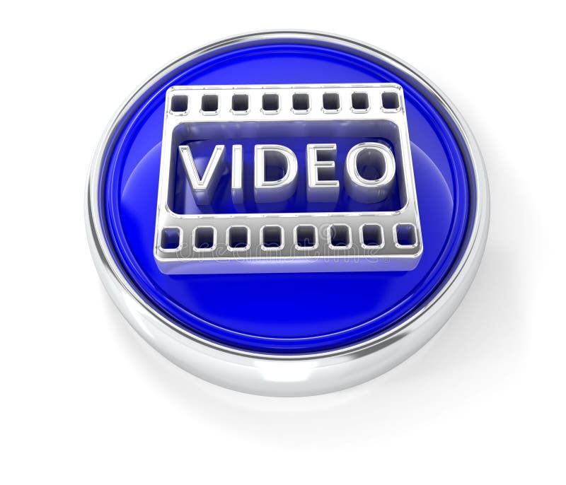 Icône visuelle sur le bouton rond bleu brillant illustration stock Icône visuelle sur le bouton rond bleu brillant illustration stock
