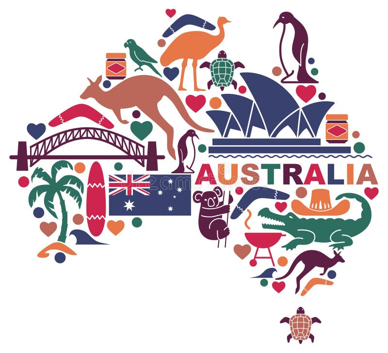 Icônes australiennes sous forme de carte